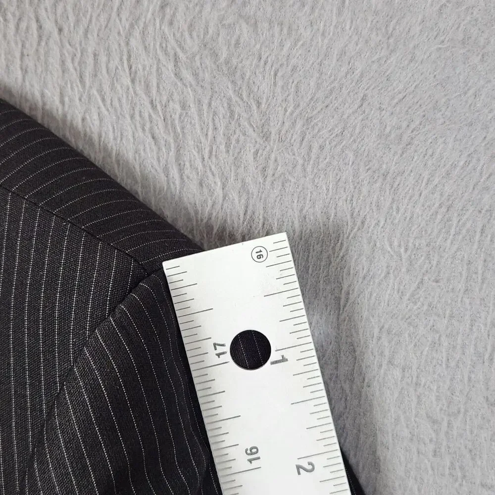 Billy London Suit Jacket Mens 42R Black Pinstripe Polyester Rayon 4 Button